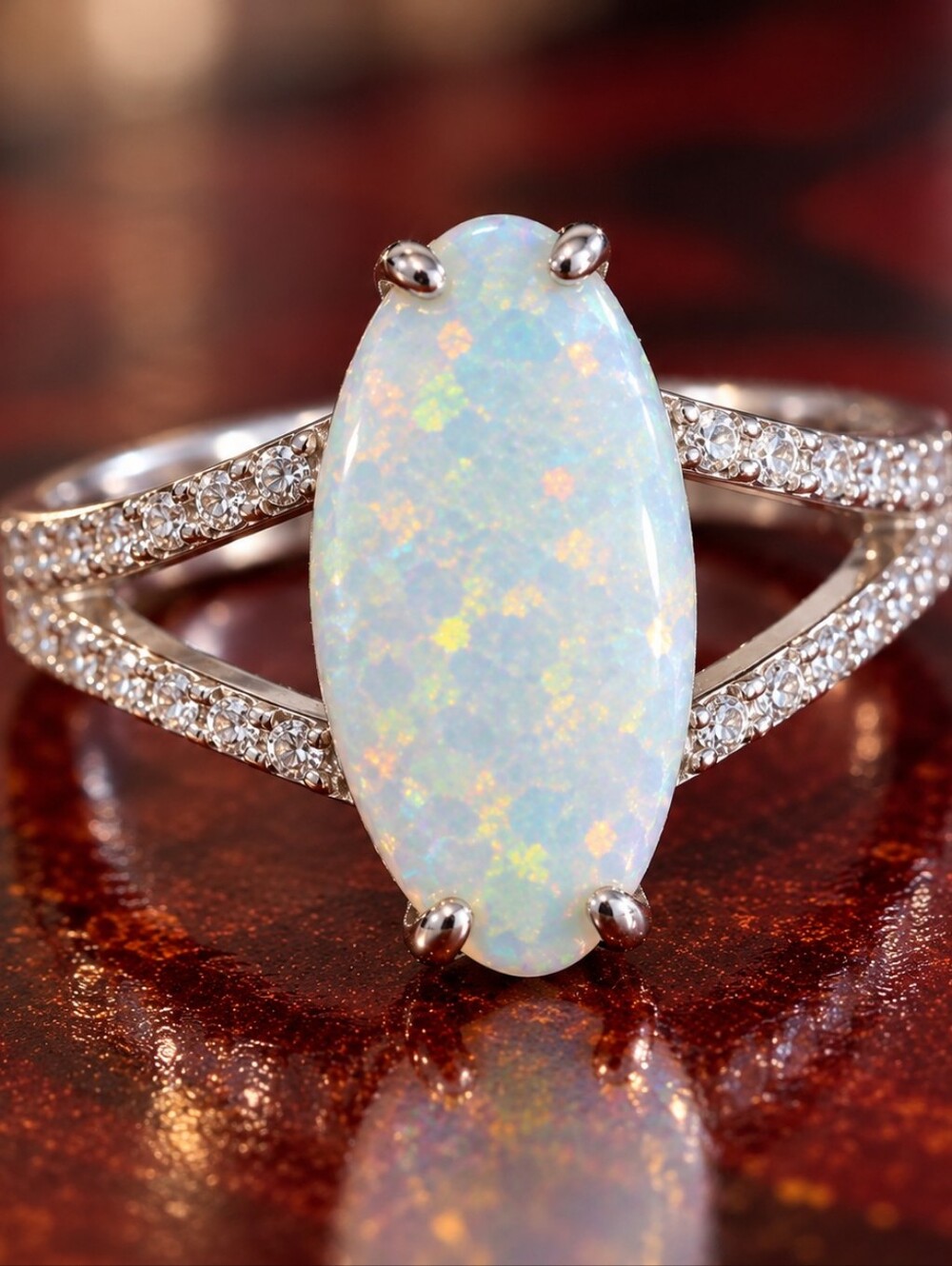 Opal Ring Sterling Silver Size 10